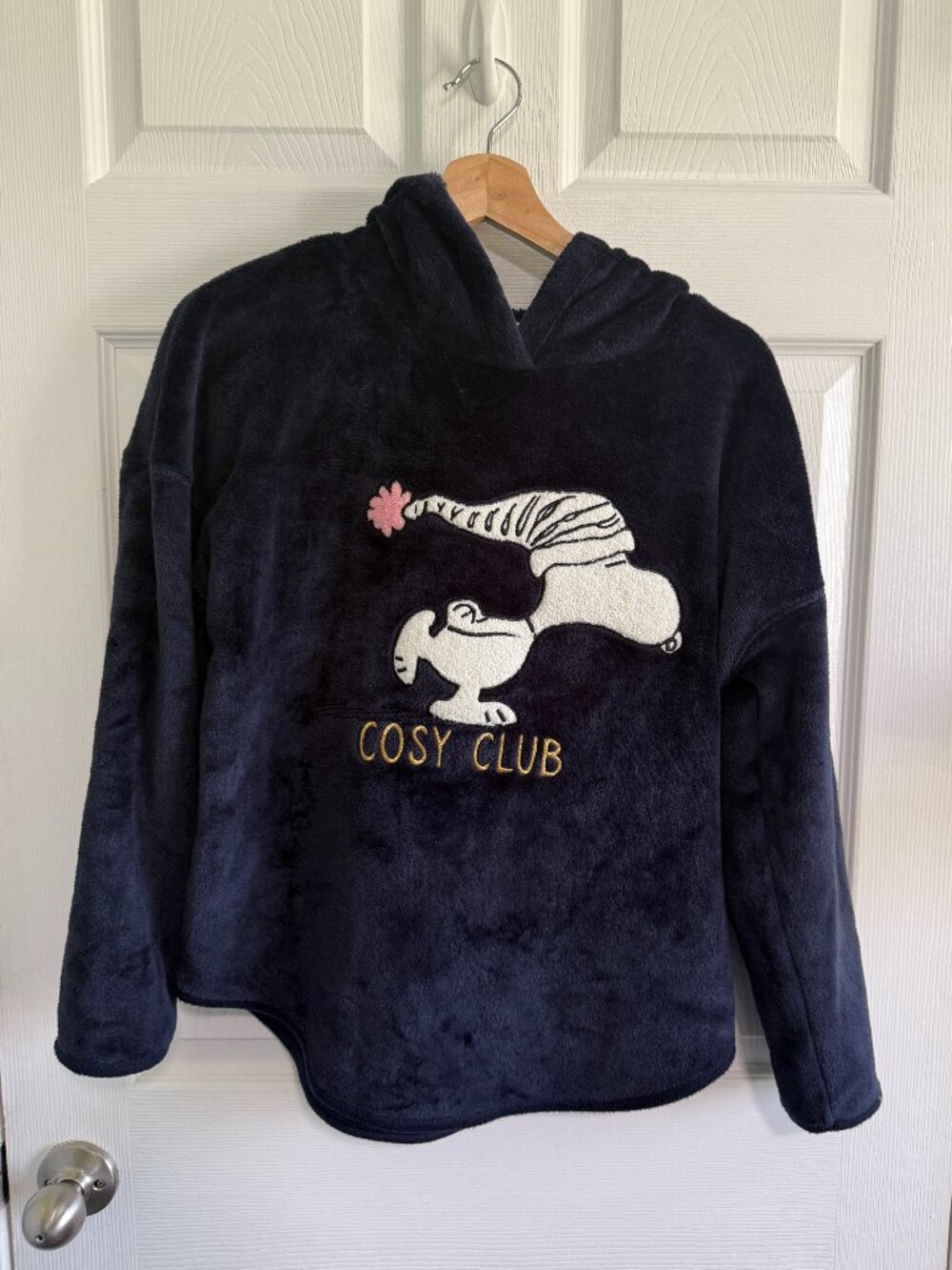 M&S Peanuts Snoopy Navy Cozy Club Womens Hoodie PJ Top Loungewear small